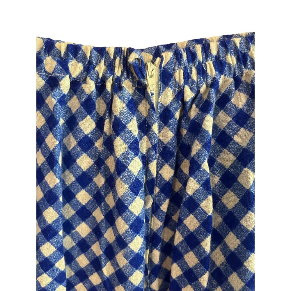 Vintage 1960’s flare flower pants size small with blue checkers - Picture 3 of 12